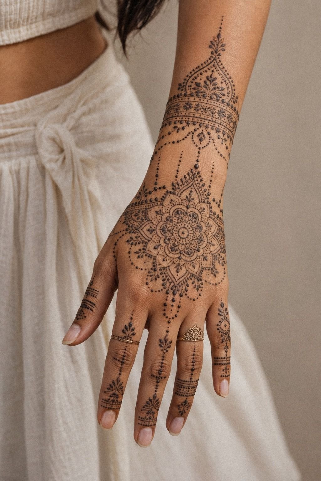 Dotwork Full Hand Henna Pattern