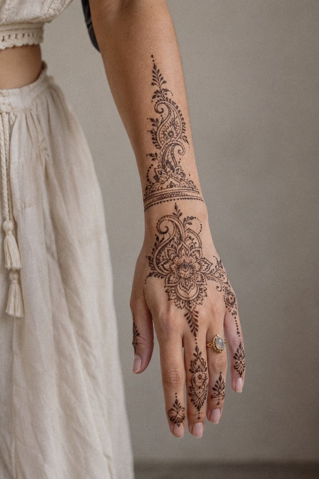 Ornamental Wrist To Fingertip Mehndi