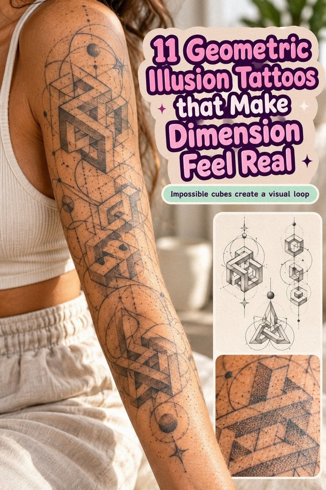 11 Geometric Illusion Tattoo Designs That Stay Private Until You Want
