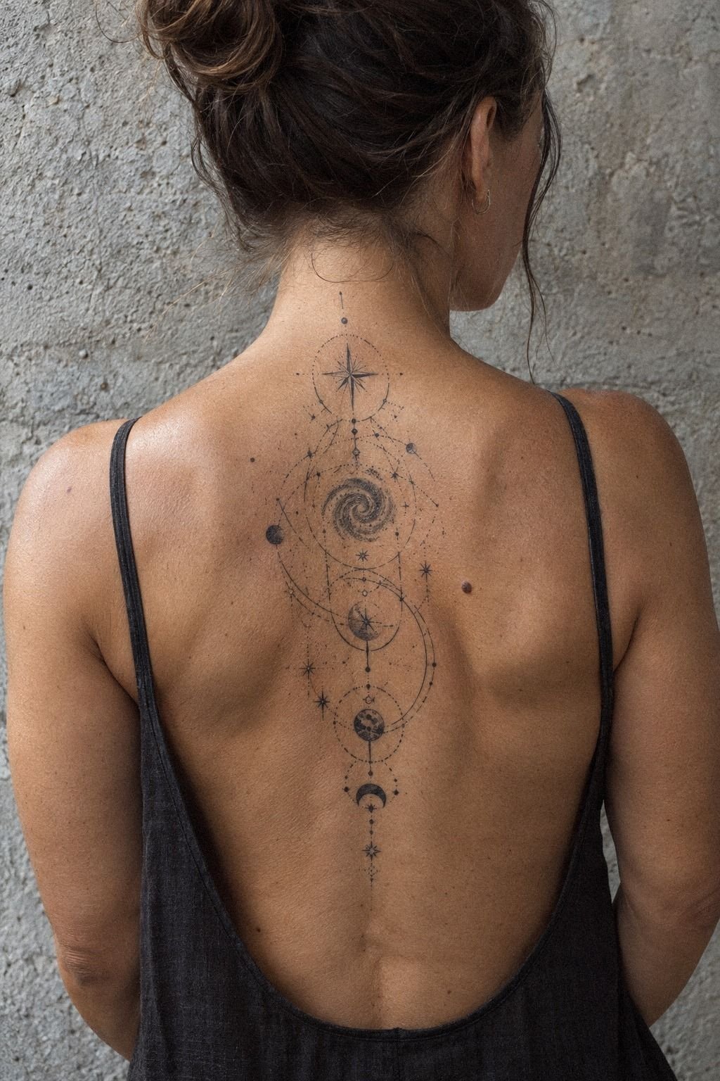 Build A Geometric Galaxy Back Tattoo With Constellations