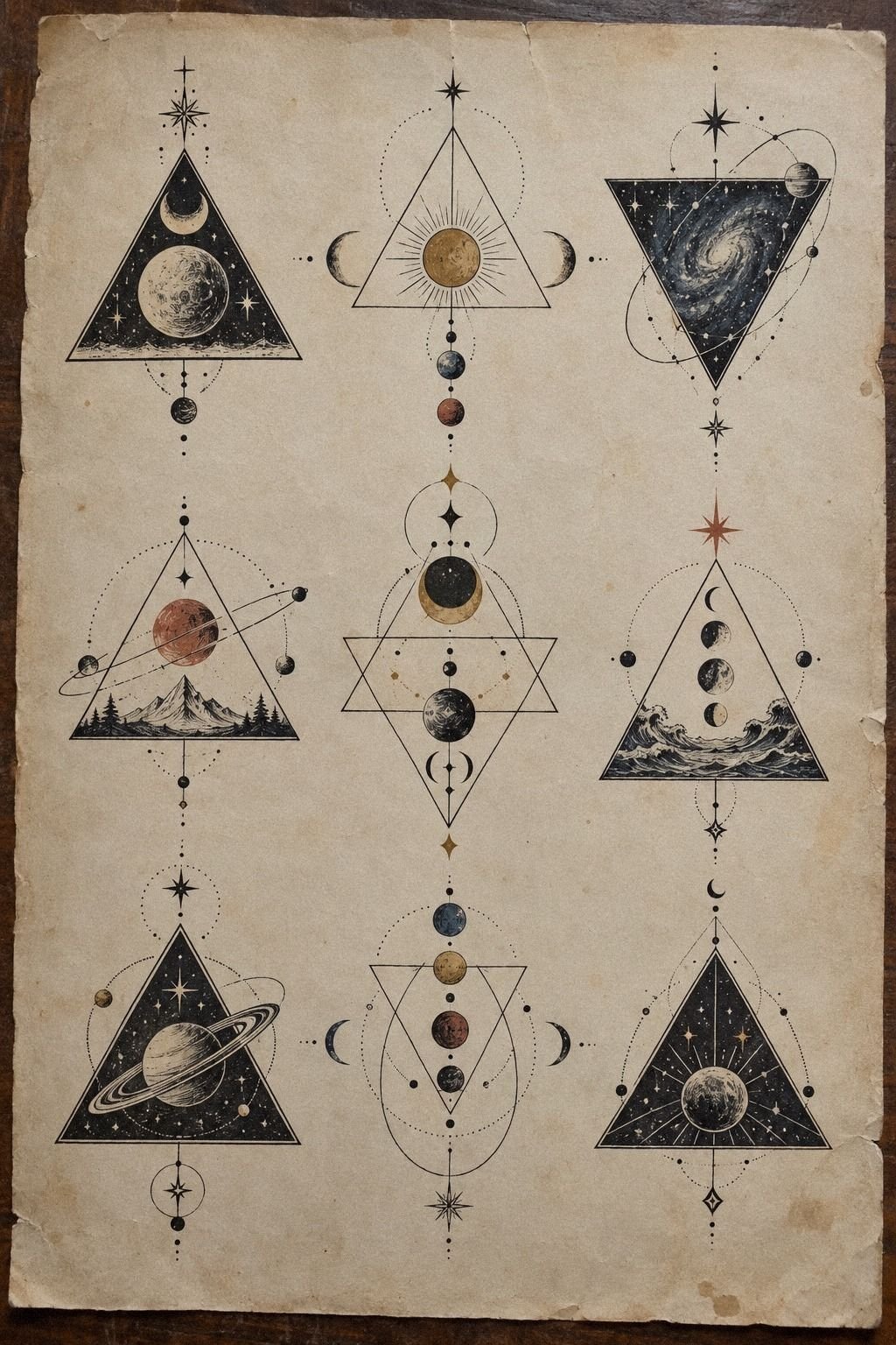 Choose A Minimal Cosmic Triangle Forearm Tattoo