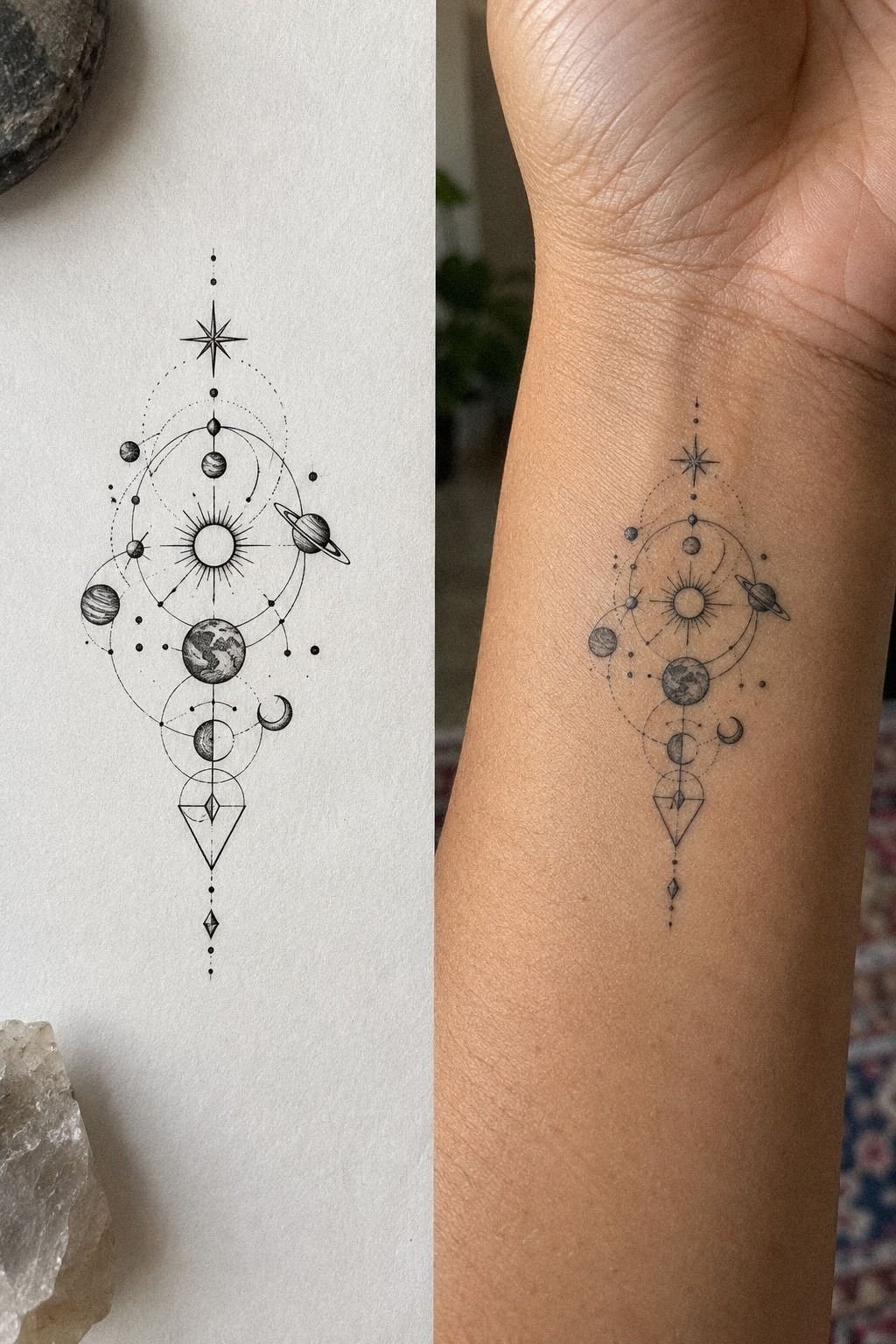 Keep A Tiny Geometric Universe Wrist Tattoo Crisp
