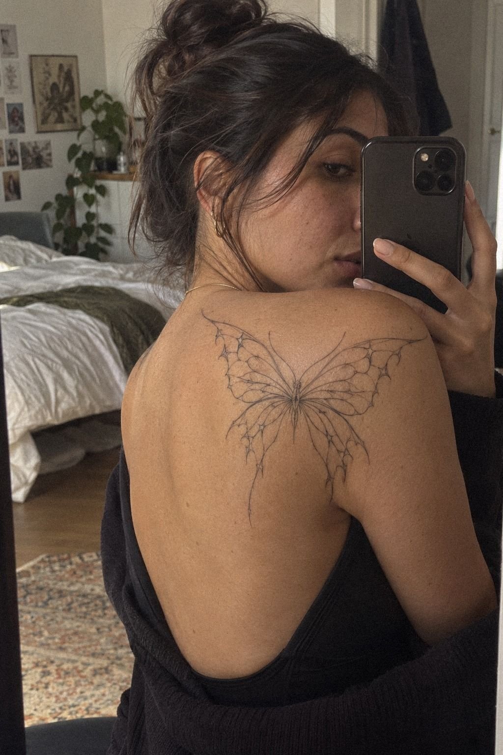 Gothic Butterfly Across the Shoulder Blade