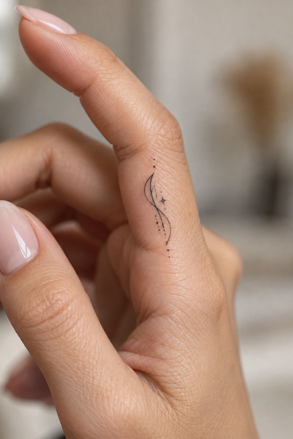 Fine-Line Botanical Inside Finger Tattoos