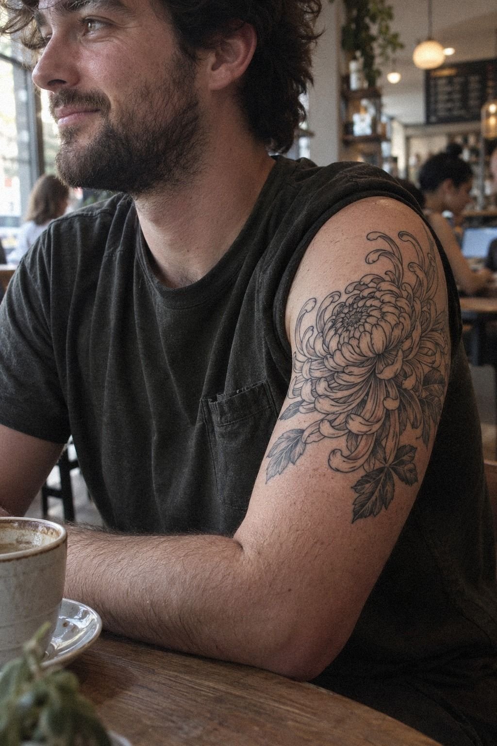 I Chose a Black Chrysanthemum Tattoo Outline