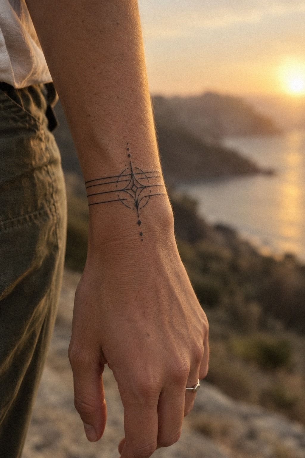 Pick Bold Linework for Male Wrist Tattoos