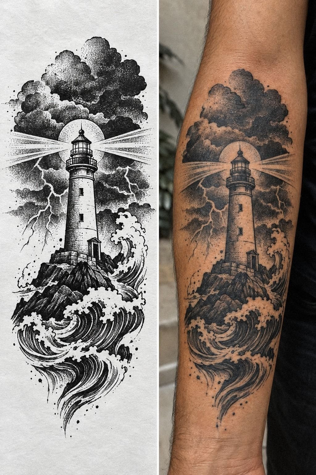 Storm-Keeper Lighthouse Beneath Heavy Clouds
