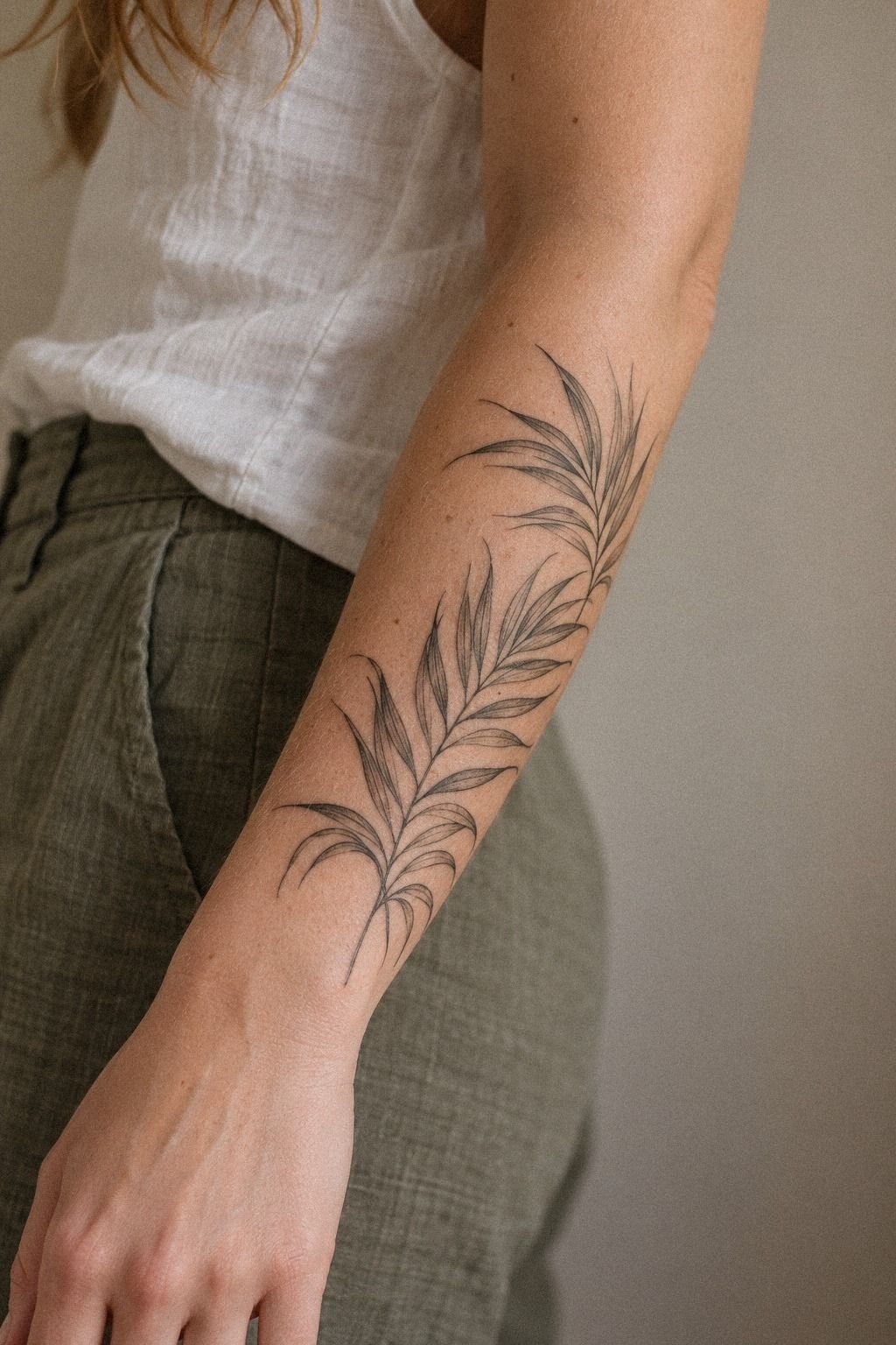 Tropical Palm Leaf Plant Tattoo