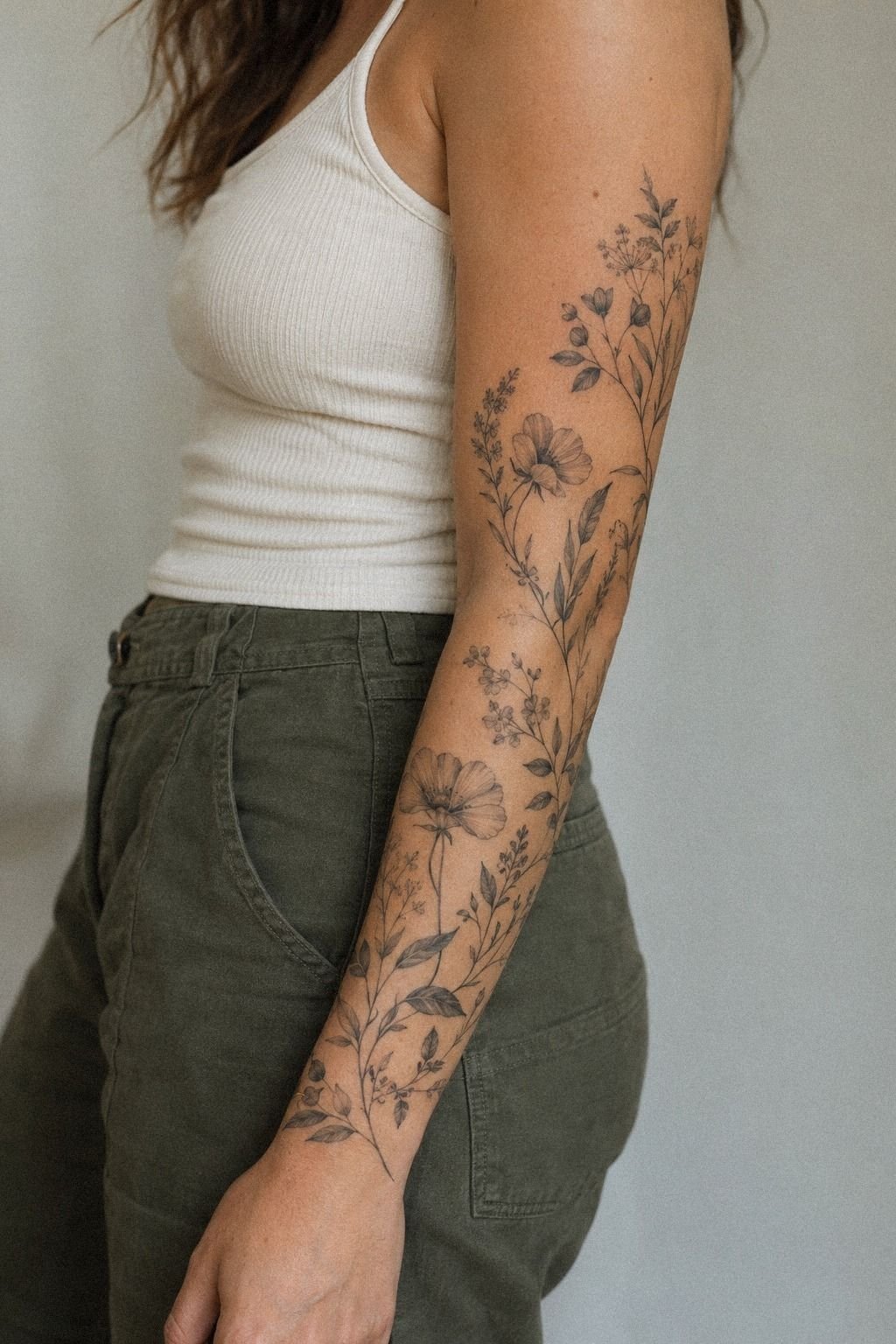 Botanical Sleeve Plant Tattoo