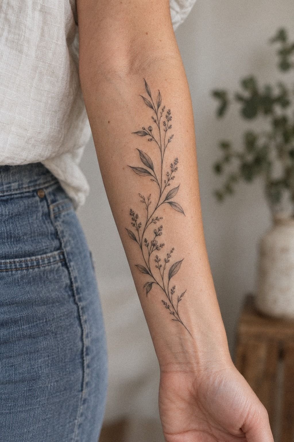 Small Wrist Plant Tattoo