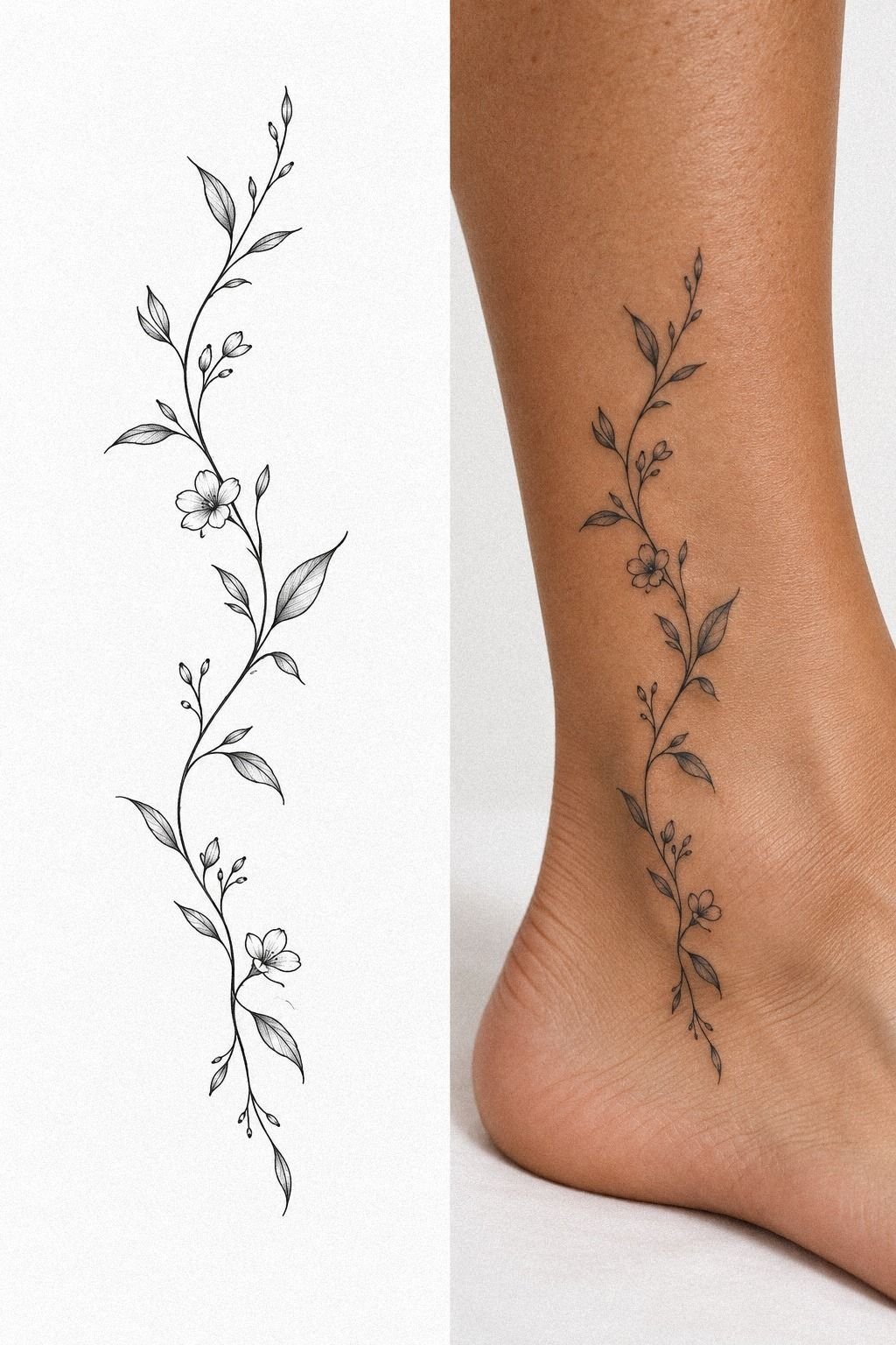Ankle Vine Plant Tattoo
