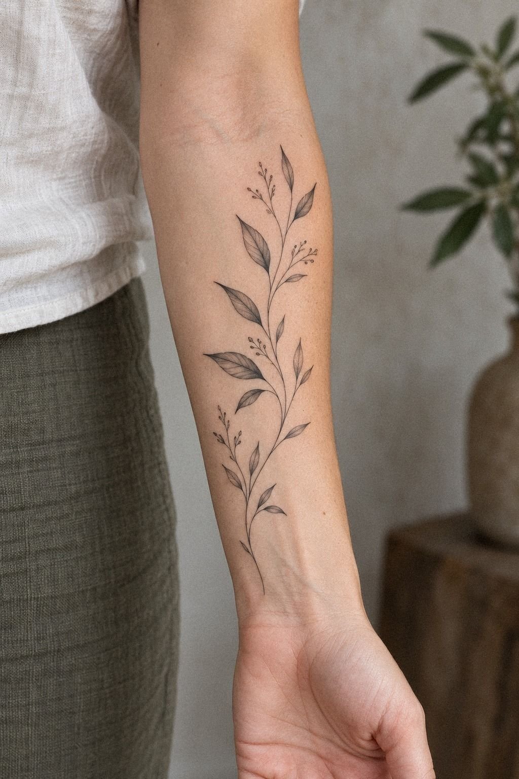 Geometric Succulent Plant Tattoo