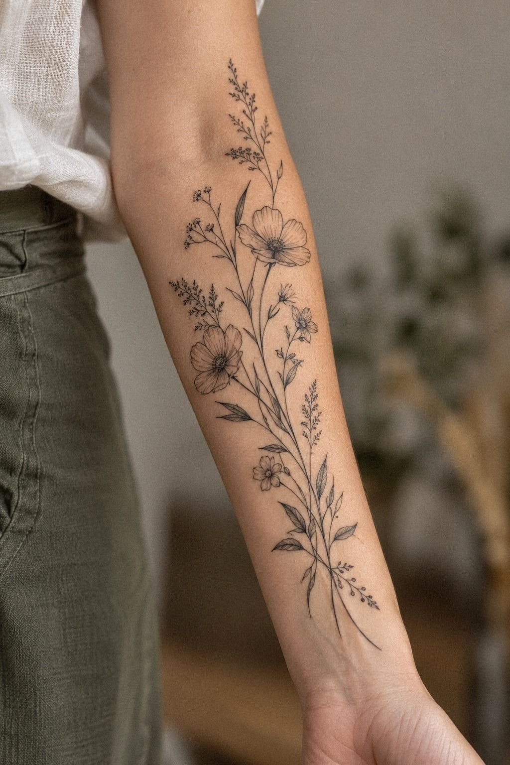 Realistic Medicinal Plant Tattoo