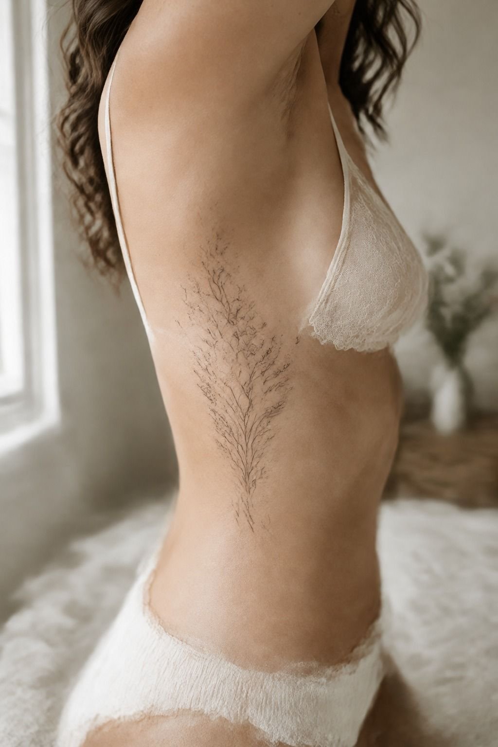 Build Dainty Rib Tattoos For Women Around Moon Phases