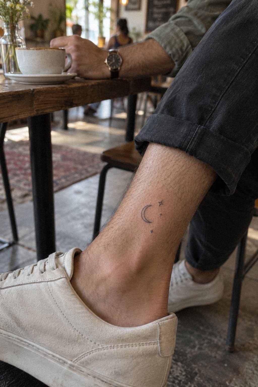 Keep Minimal Moon Ankle Tattoo Stencils Open