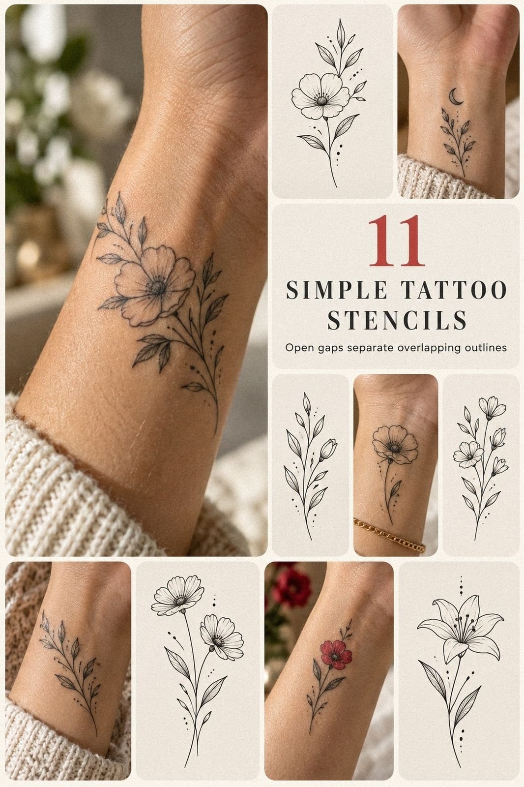 11 Simple Tattoo Stencils Design Ideas for a First Tattoo You Actually Keep