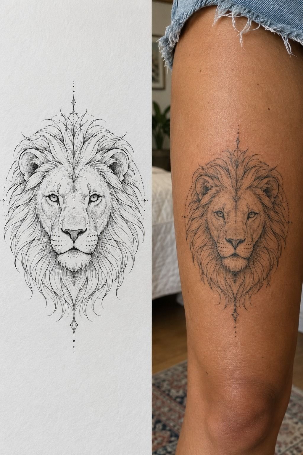 Dainty Medallion Tattoos On The Lower Thigh